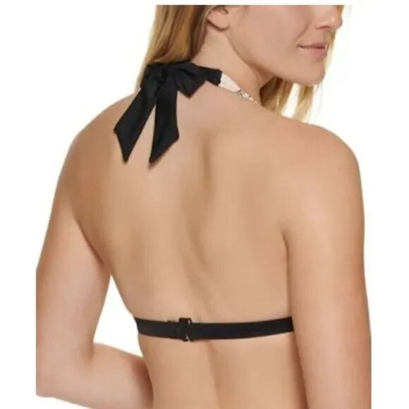 Calvin Klein Floral Printed Halter Bikini Top in Pink & Black NWOT - Picture 2 of 6